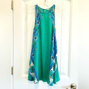 Free People Mint and Blue Paisley Swing Dress